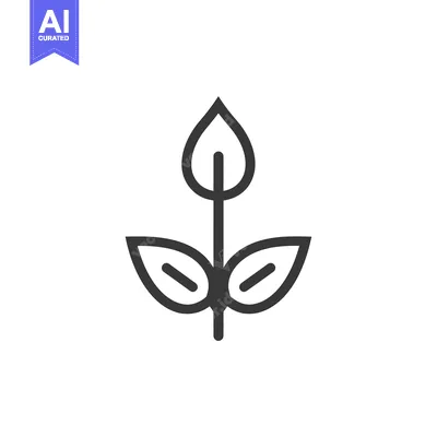 Simple Line Art Illustration of a Sprouting Plant with Three Leaves