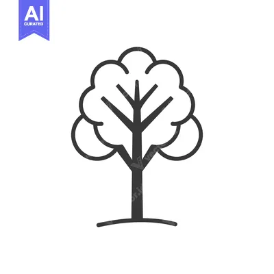 Aset desain premium: Simple Line Art Illustration of a Tree