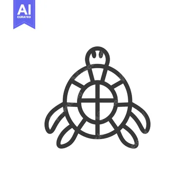 Simple Line Art Illustration of a Turtle