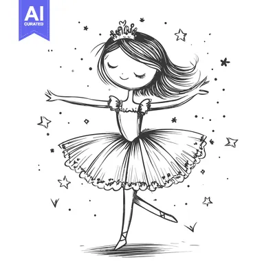 A Ballerina with a Crown and Stars Surrounding Her