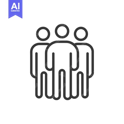 Aset desain premium: Simple Line Art Illustration of Three People Standing Together