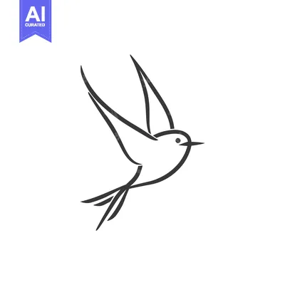 Simple Line Drawing of a Bird in Flight