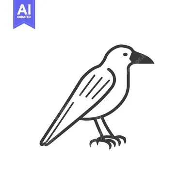 Simple Line Drawing of a Bird with a Curved Beak