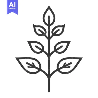 Premium design asset: Simple Line Drawing of a Branch with Five Leaves