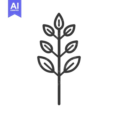 Aset premium populer: Simple Line Drawing of a Branch with Five Leaves
