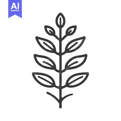 Aset premium populer: Simple Line Drawing of a Branch with Leaves