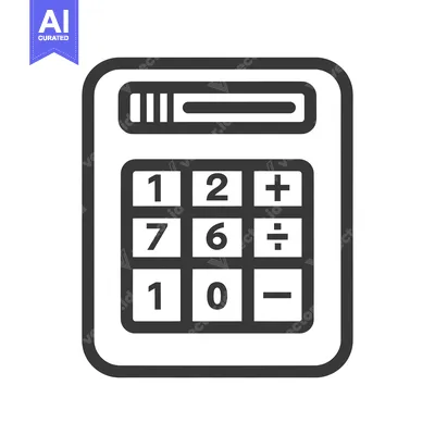 Simple Line Drawing of a Calculator with Buttons