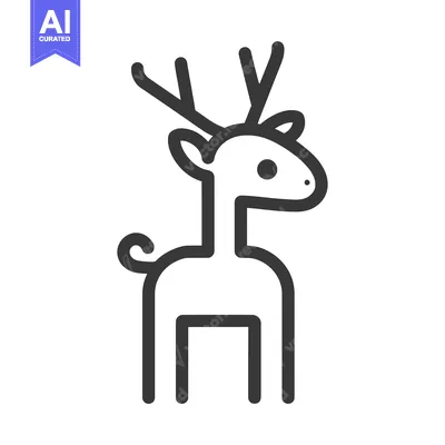 Simple Line Drawing of a Cartoon Deer