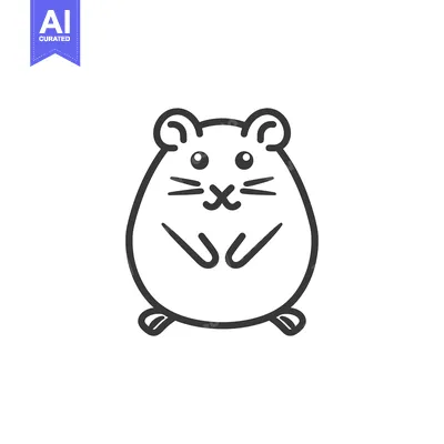 Aset premium populer: Simple Line Drawing of a Cartoon Hamster