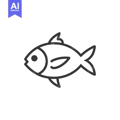 Simple Line Drawing of a Fish with a Fin on its Back