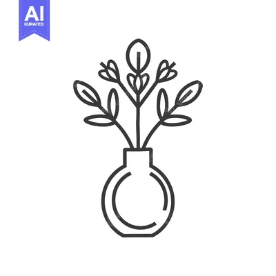 Premium design asset: Simple Line Drawing of a Flower Arrangement in a Vase