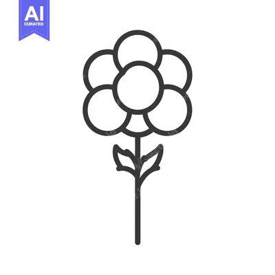 Premium design asset: Simple Line Drawing of a Flower with a Stem and Leaves