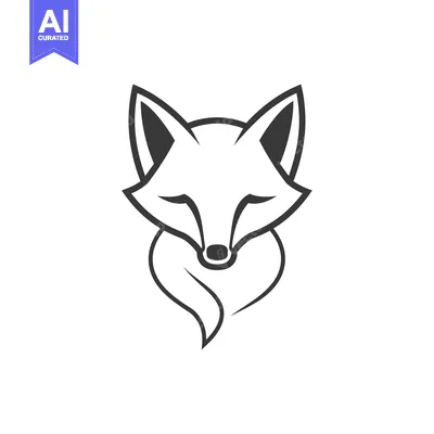 Aset desain premium: Simple Line Drawing of a Fox's Head