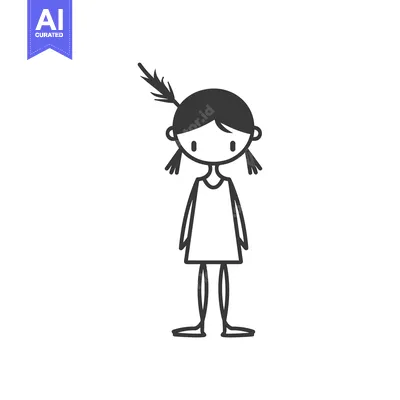 Popular premium asset: Simple Line Drawing of a Girl with a Feather in her Hair
