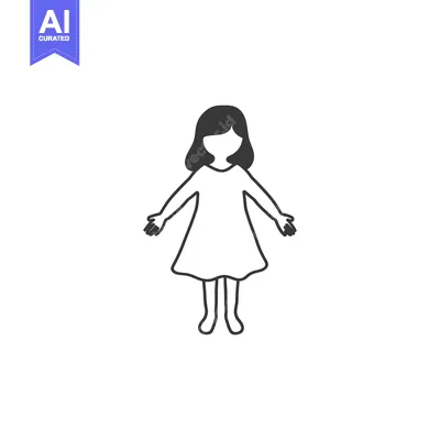 Premium design asset: Simple Line Drawing of a Girl with Arms Outstretched