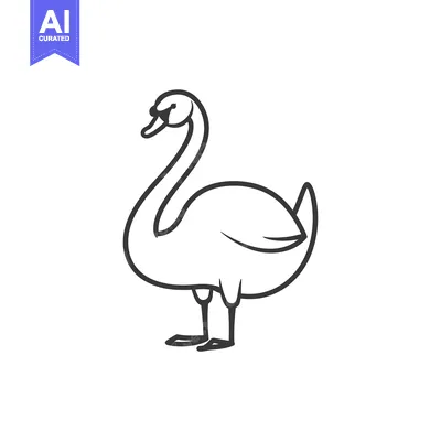 Simple Line Drawing of a Graceful Swan