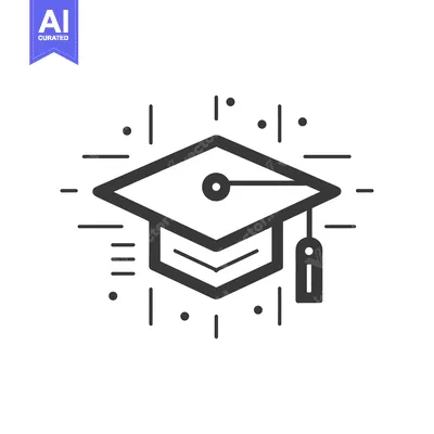 Simple Line Drawing of a Graduation Cap with Decorative Lines