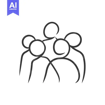 Simple Line Drawing of a Group of People
