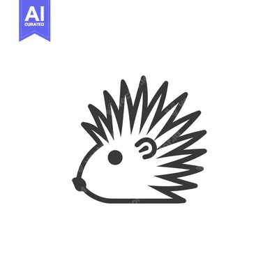 Aset desain premium: Simple Line Drawing of a Hedgehog's Head