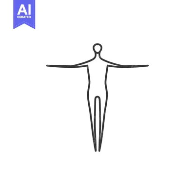 Premium design asset: Simple Line Drawing of a Human Figure with Outstretched Arms
