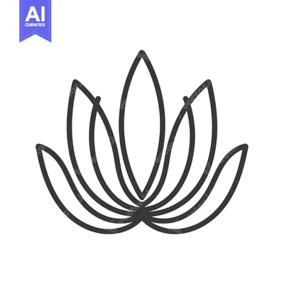Simple Line Drawing of a Lotus Flower