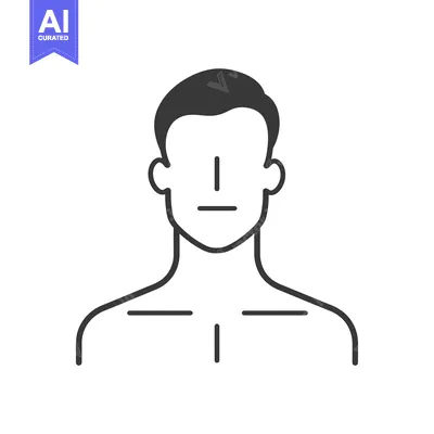 Premium design asset: Simple Line Drawing of a Man's Face and Chest