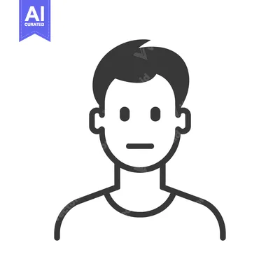 Aset premium populer: Simple Line Drawing of a Man's Face with a Neutral Expression