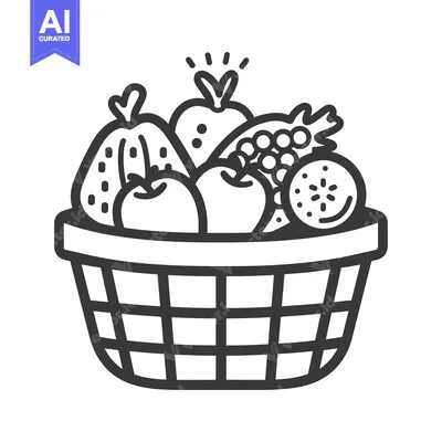Aset desain premium: A Basket Filled With Various Fruits Including Apples, Pears, Grapes, a