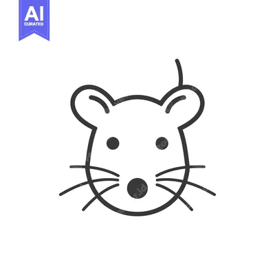 Aset desain premium: Simple Line Drawing of a Mouse Face