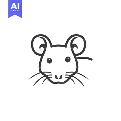 Aset desain premium: Simple Line Drawing of a Mouse's Face