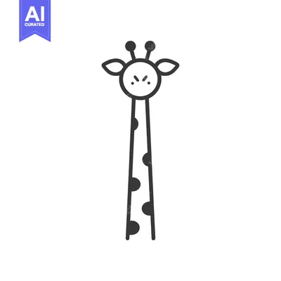 Aset desain premium: Simple Line Drawing of an Angry Giraffe