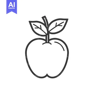 Premium design asset: Simple Line Drawing of an Apple with Two Leaves