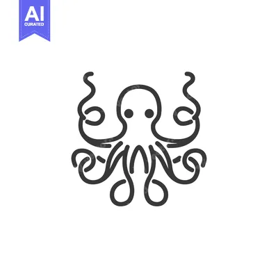 Simple Line Drawing of an Octopus with Eight Tentacles