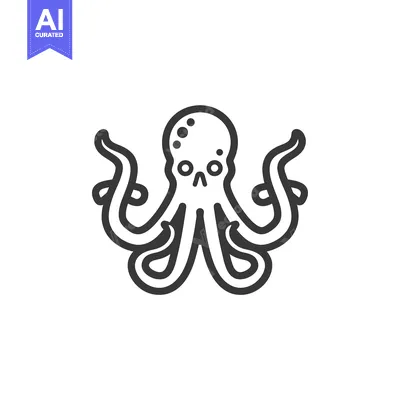 Simple Line Drawing of an Octopus with Eight Tentacles