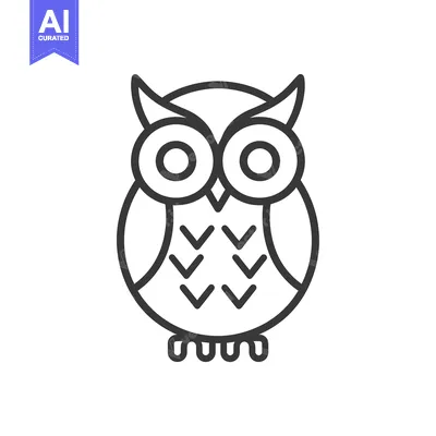 Simple Line Drawing of an Owl with Large Eyes