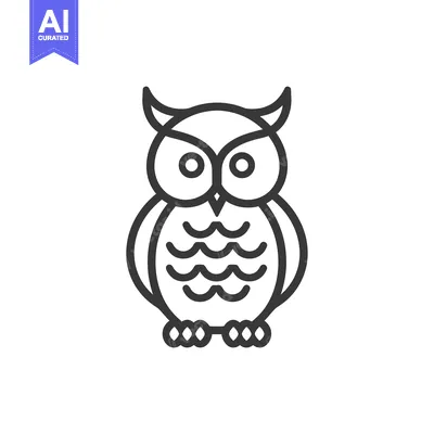 Popular premium asset: Simple Line Drawing of an Owl with Large Eyes and Feathers
