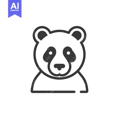 Premium design asset: Simple Line Drawing of a Panda Bear's Head