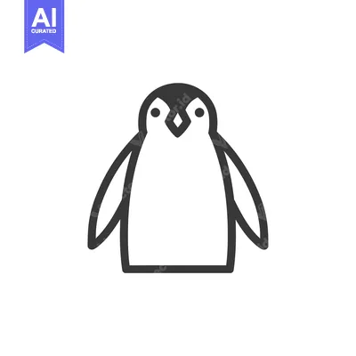 Aset desain premium: Simple Line Drawing of a Penguin