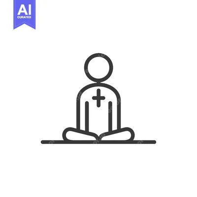 Premium design asset: Simple Line Drawing of a Person in a Meditation Pose with a Plus Sign