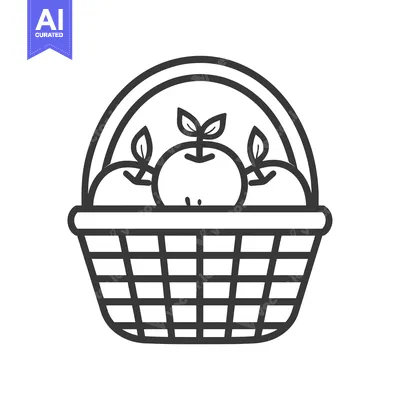 A basket with three apples and leaves on top