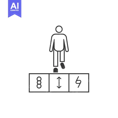 Popular premium asset: Simple Line Drawing of a Person Stepping on a Platform with a Symbol