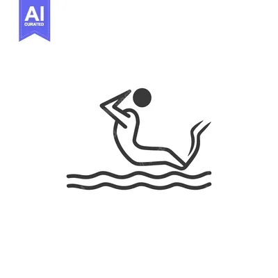 Simple Line Drawing of a Person Swimming