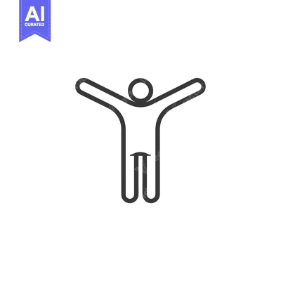 Aset premium populer: Simple Line Drawing of a Person with Arms Raised