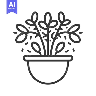 Popular premium asset: Simple Line Drawing of a Plant in a Pot