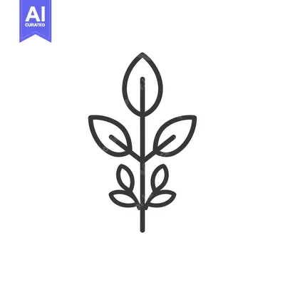 Premium design asset: Simple Line Drawing of a Plant with Five Leaves
