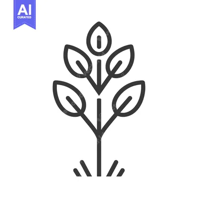 Popular premium asset: Simple Line Drawing of a Plant with Five Leaves and Roots