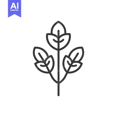Aset desain premium: Simple Line Drawing of a Plant with Three Leaves