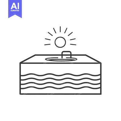 Simple Line Drawing of a Pool with a Sun Above It