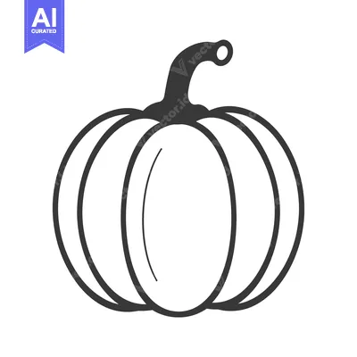 Simple Line Drawing of a Pumpkin with a Stem