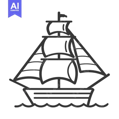 Simple Line Drawing of a Sailboat on the Water